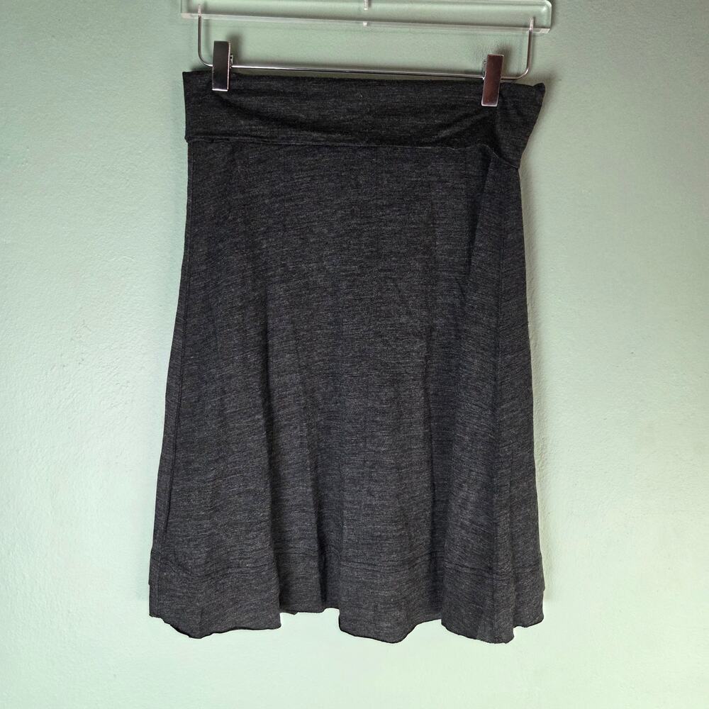 Prana Womens Small Daphne Skirt Black Wool Blend Roll Down Waistband Fall Winter
